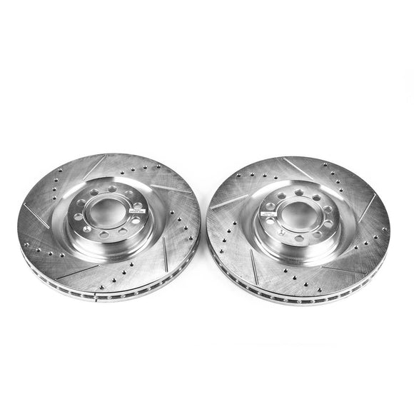 PowerStop Evolution Drilled Slotted Rotors Pair Front For Volkswagen Passat
