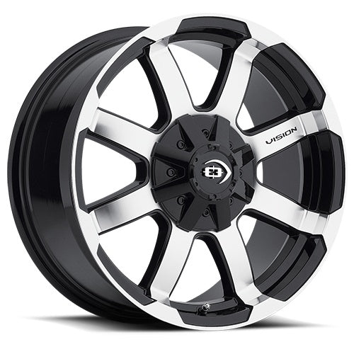 16x8 Vision 413 Valor Black Machined Face 6x139.7 6x5.5 ET0 Wheel Rim