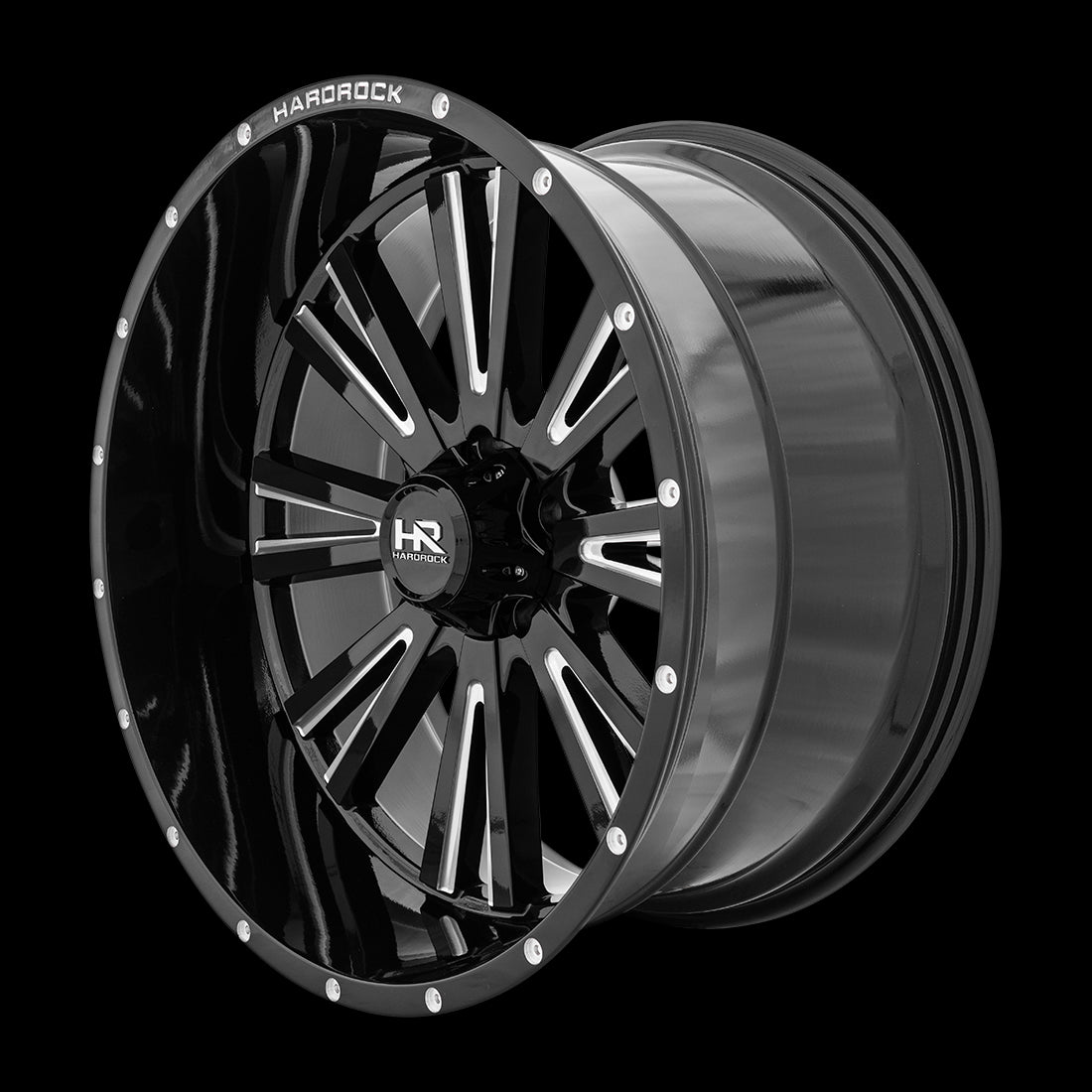 24x12 Hardrock Spine XPosed Gloss Black Milled 5x150 ET-44 wheel/rim