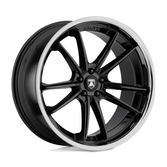 22X10.5 Asanti Black Delta Gloss Black Chrome Lip Wheel/Rim 5x112 ET35
