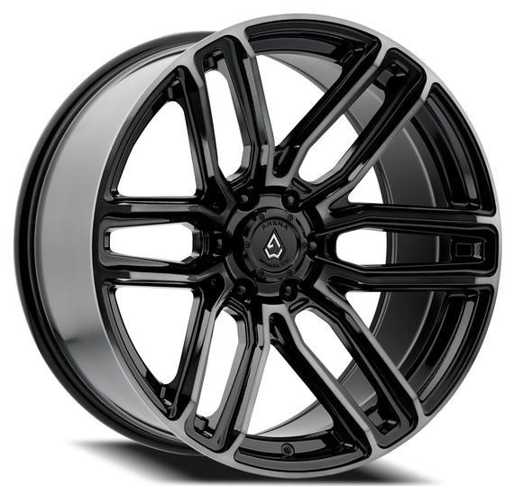 22x10 Arena Wheel Supreme Glossy Black Brushed Ddt Face Clear 6x135 ET-18 CB87.1