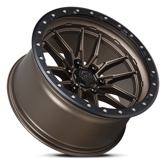 18x9 Lock Off-Road Krawler Matte Bronze Black Ring 5x127 5x5 ET-12 Wheel