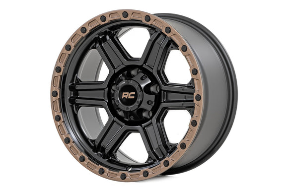 17x8.5 Rough Country 79 Series Black with Bronze Ring 5x4.5 ET0 Wheel Rim