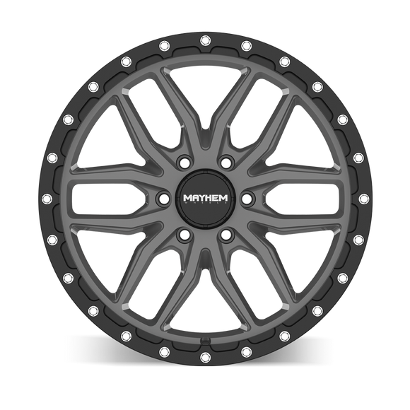 20x9 Mayhem Vector Matte Gunmetal Black Lip 6x139.7 ET18 CB106 Wheel Rim