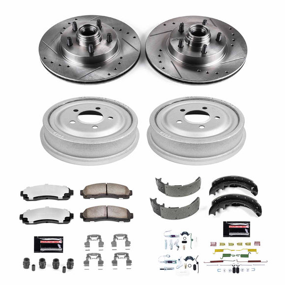 PowerStop Z36 Ceramic Brake Pads with Drilled Slotted Rotors and Drum Shoe Kit