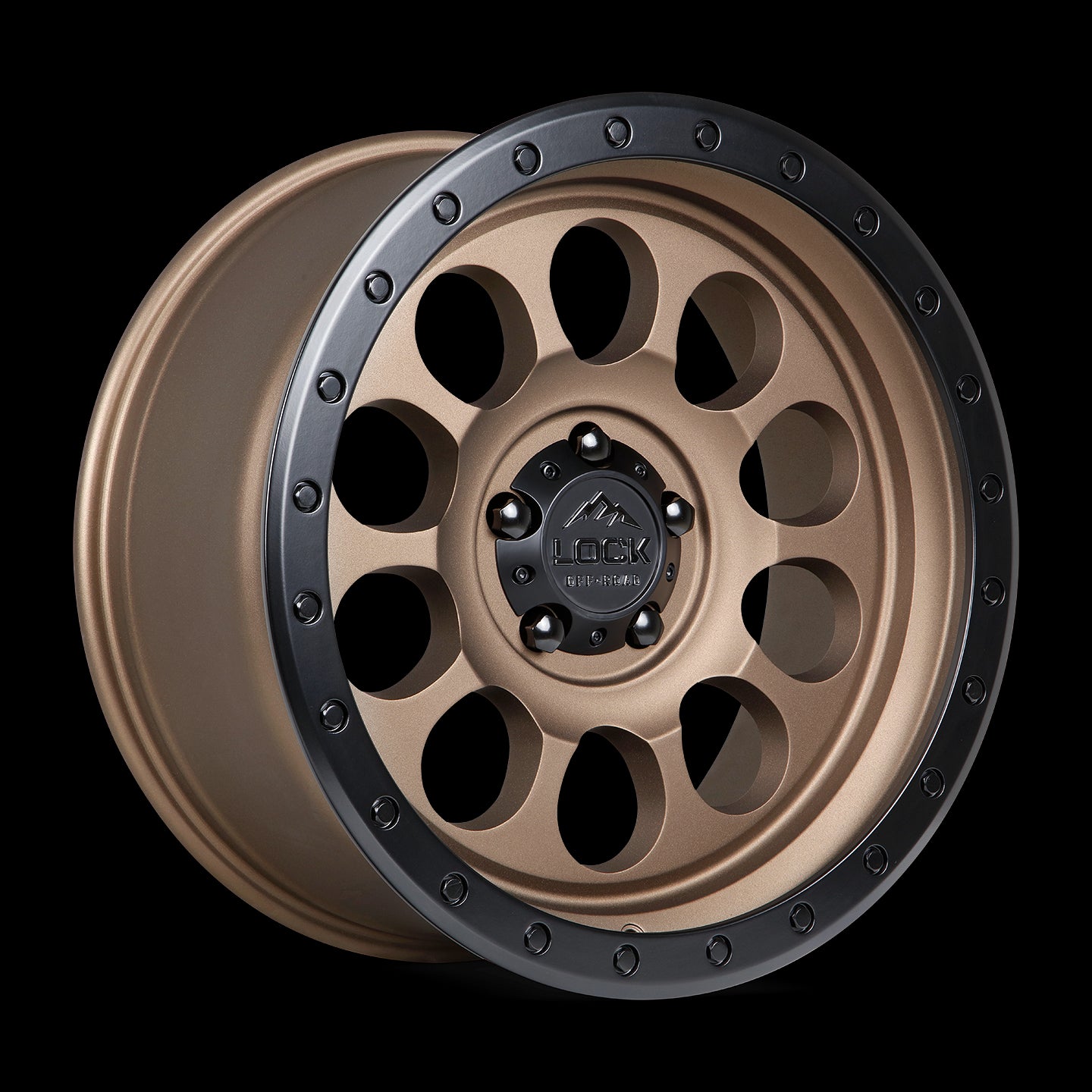 17x9 Lock Off-Road .50 CAL Matte Bronze Black Ring 5x127 5x5 ET-12 Wheel