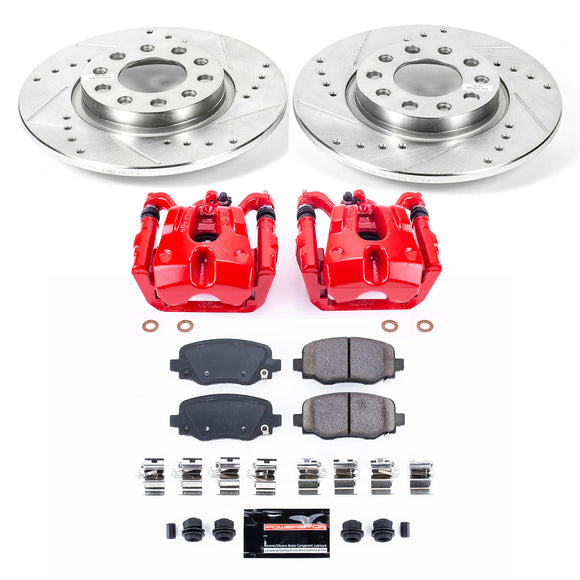 PowerStop Z23 Daily Driver Carbon-Fiber Ceramic Pads Drilled & Slotted Rotor & C