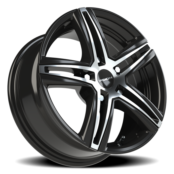 15X6.5 Vision 640 Nitrous Gloss Black Machined Face 5x114.3 5x4.5 ET38