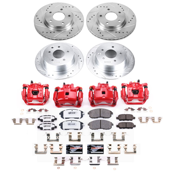 PowerStop Z26 Street Performance Ceramic Brake Pad, Drilled Slotted Rotor, and C
