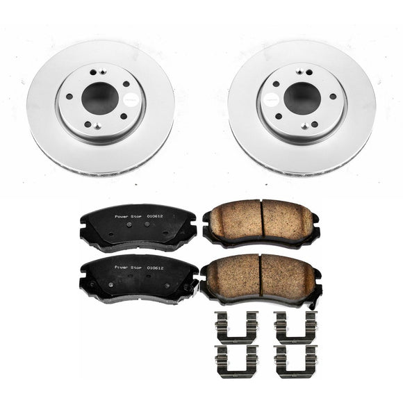 PowerStop Genuine Geomet Coated Rotor and Low-Dust Ceramic Brake Pad Kit