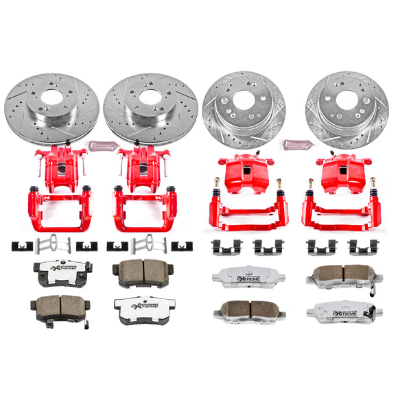 PowerStop Z26 Street Performance Ceramic Brake Pad, Drilled Slotted Rotor, and C
