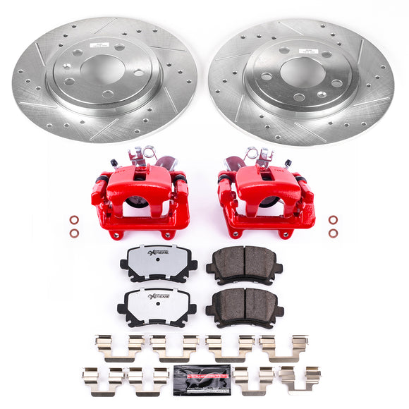 PowerStop Z26 Street Performance Ceramic Brake Pad, Drilled Slotted Rotor, and C