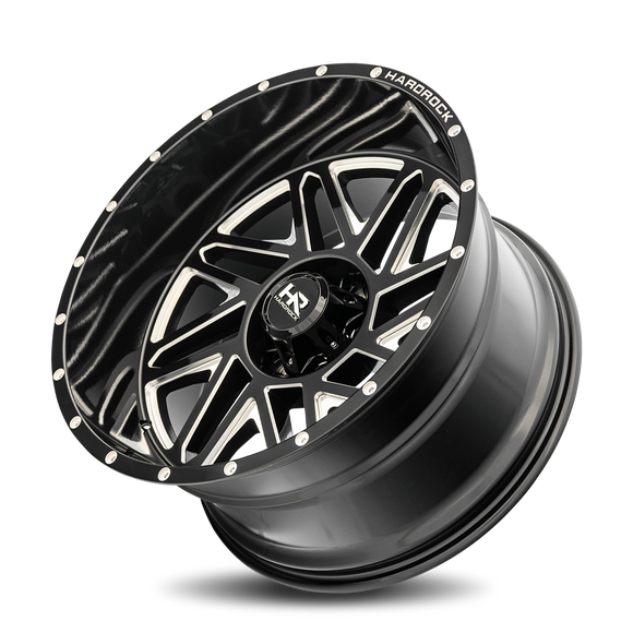 24x14 Hardrock Bones XPosed Gloss Black Milled 8x180 ET-76 wheel/rim