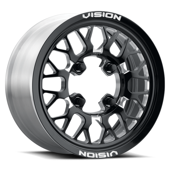 15X10 Vision Storm Gloss Black Milled Spoke 6x139.7 6x5.5 ET25 Wheel Rim