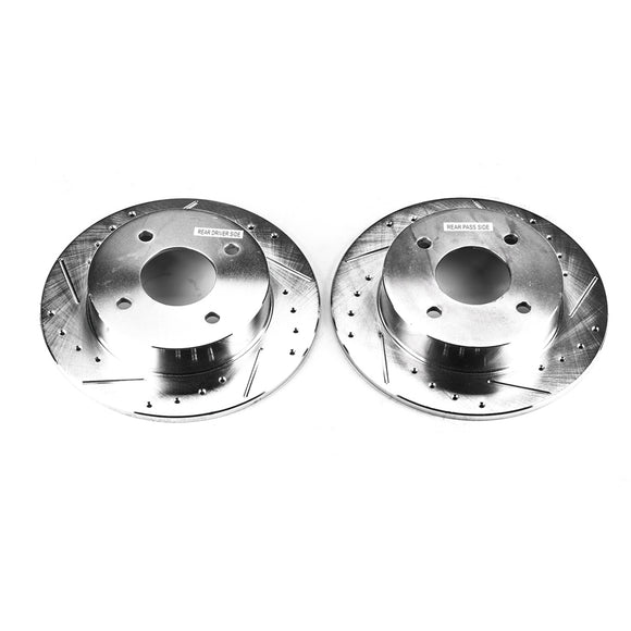 PowerStop Evolution Drilled Slotted Rotors Pair Rear For Nissan 240SX