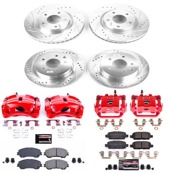 PowerStop Z23 Daily Driver Carbon-Fiber Ceramic Pads Drilled & Slotted Rotor & C