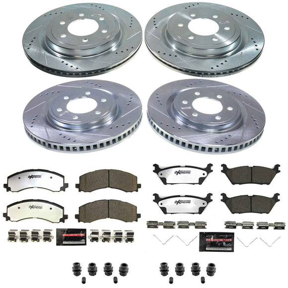 PowerStop Z36 Carbon-Fiber Ceramic Brake Pad with Drilled and Slotted Rotor Kit