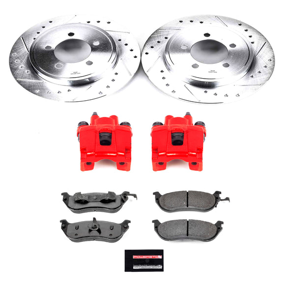 PowerStop Z36 Truck and SUV Ceramic Brake Pad, Drilled & Slotted Rotor, and Cali