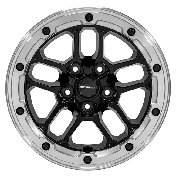 17x8 Defiant DF01 Gloss Black Milled Ring 5x127 5x5 ET12 Wheel Rim
