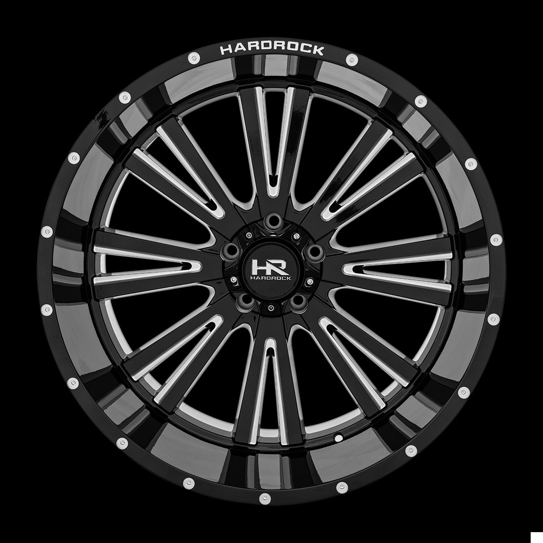 24x12 Hardrock Spine XPosed Gloss Black Milled 5x127 ET-44 wheel/rim