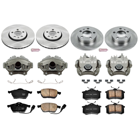 PowerStop OE Stock Replacement Low-Dust Ceramic Brake Pad, Rotor and Caliper Kit