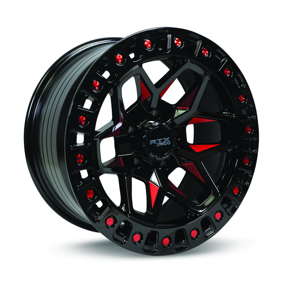 20x9 RTX Zion Black Milled Red 5x127 ET-15 wheel/rim