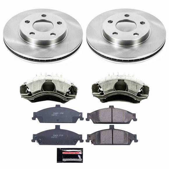 PowerStop OE Stock Replacement Low-Dust Ceramic Brake Pad, Rotor and Caliper Kit