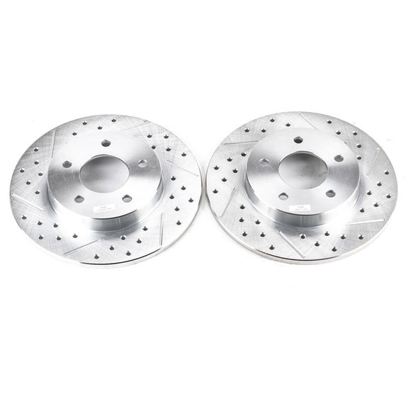 PowerStop Evolution Drilled Slotted Rotors Pair Rear For Oldsmobile Toronado