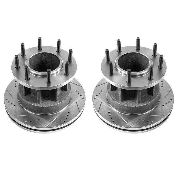 PowerStop Evolution Drilled Slotted Rotors Pair Front For Ford F-350 Super Duty