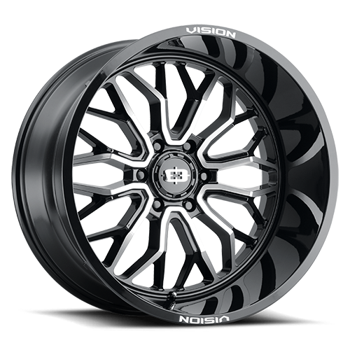 Vision 402 Riot Gloss Black Machined Face 22X12 8x6.5 8x165.1 ET-51 Wheel