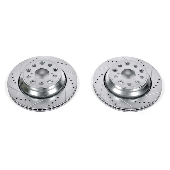PowerStop Evolution Drilled Slotted Rotors Pair Rear For Lexus LS460