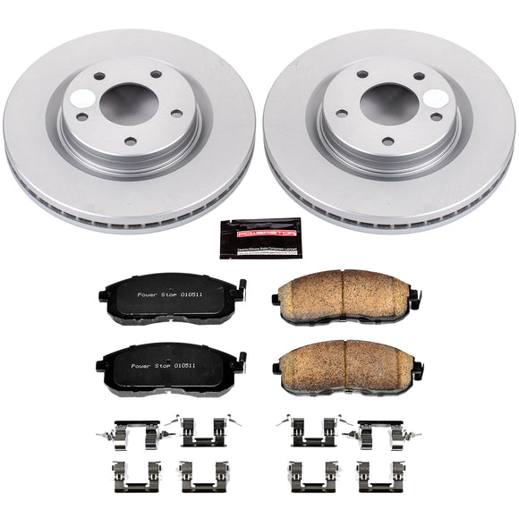 PowerStop Genuine Geomet Coated Rotor and Low-Dust Ceramic Brake Pad Kit
