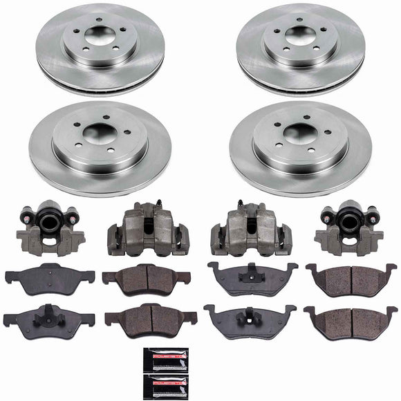 PowerStop OE Stock Replacement Low-Dust Ceramic Brake Pad, Rotor and Caliper Kit