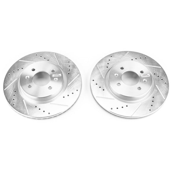 PowerStop Evolution Drilled Slotted Rotors Pair Front For Kia Rio