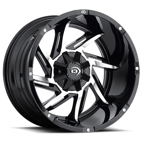 Vision 422 Prowler Gloss Black Machined Face 17X9 5x139.7 ET-12 wheel