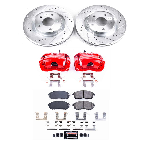 PowerStop Z23 Daily Driver Carbon-Fiber Ceramic Pads Drilled & Slotted Rotor & C
