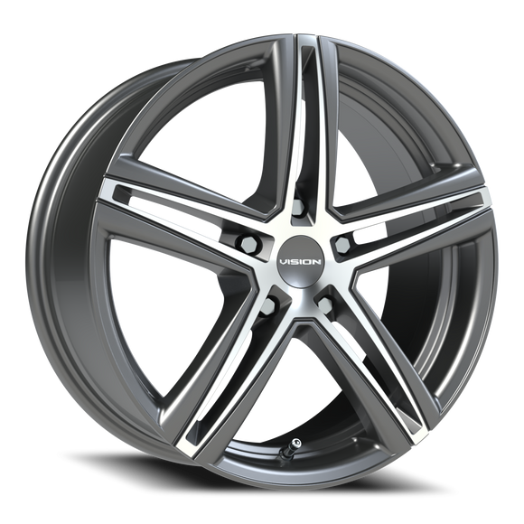 17X7.5 Vision 640 Nitrous Gunmetal Machined Face Wheel 5x108 5x4.25 ET40