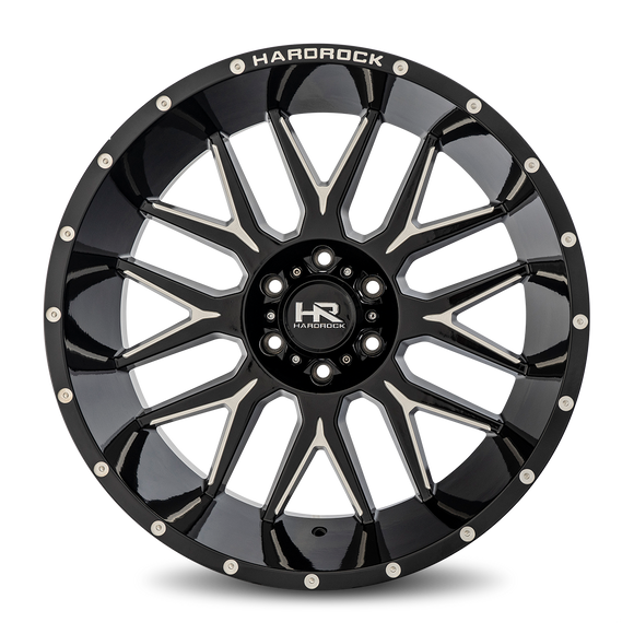22x12 Hardrock Affliction XPosed Gloss Black Milled 8x170 ET-44 wheel/rim