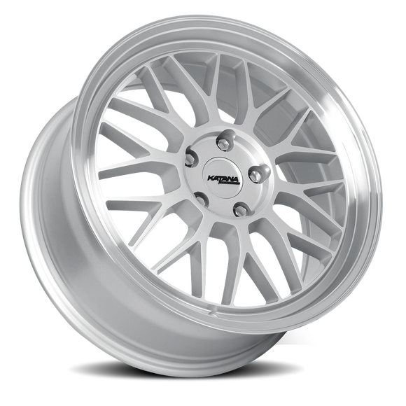 18x8 Katana KR06 Gloss Silver Machine Lip 5x120 ET40 CB72.56 Wheel