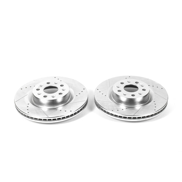 PowerStop Evolution Drilled Slotted Rotors Pair Front For Cadillac CTS