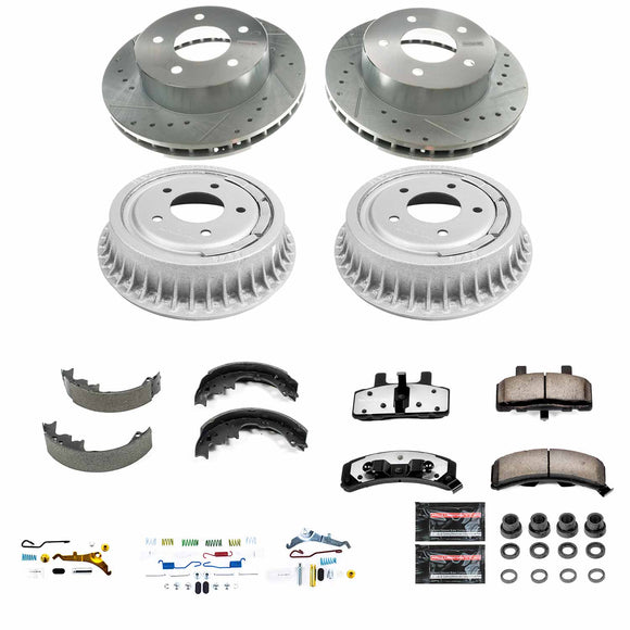 PowerStop Z36 Ceramic Brake Pads with Drilled Slotted Rotors and Drum Shoe Kit