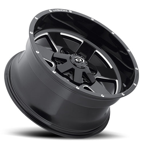 18x9 Vision 411 Arc Gloss Black Milled Spoke 5x127 5x5 ET12 Wheel Rim