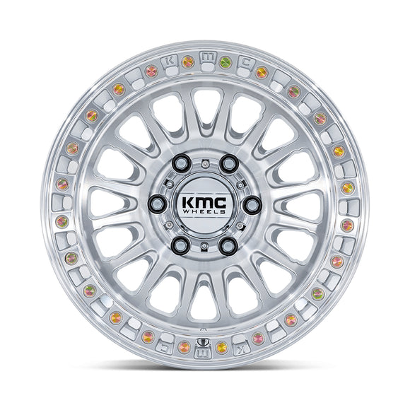 17X8.5 KMC KM552 IMS Gloss Silver W/ Machined Face 5x127 ET-10 Wheel Rim
