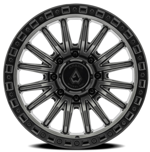 20x9 Arena Wheel Mission Satin Gun Metal Center Satin Black Lip 8x180 ET0 CB124.