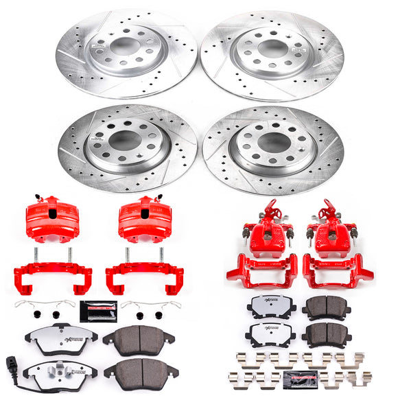 PowerStop Z26 Street Performance Ceramic Brake Pad, Drilled Slotted Rotor, and C