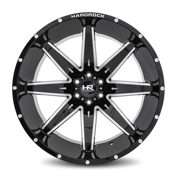 24x14 Hardrock Painkiller XPosed Gloss Black Milled 5x150 ET-76 wheel/rim