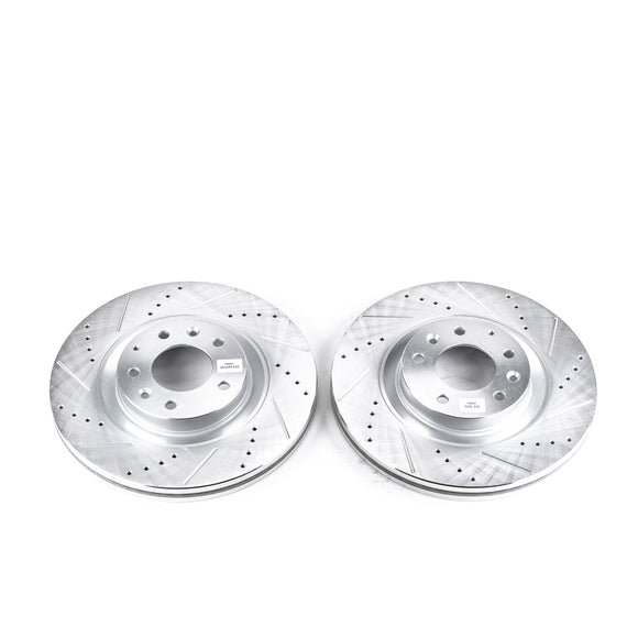 PowerStop Evolution Drilled Slotted Rotors Pair Front For Mazda CX-9
