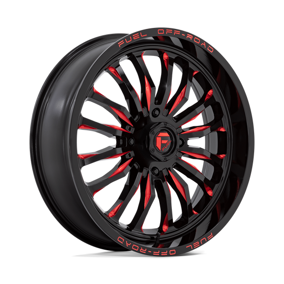 22X7 Fuel UTV D822 ARC UTV Gloss Black Milled Red 4X137 ET13 Wheel Rim