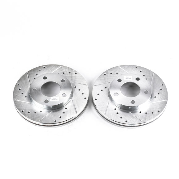 PowerStop Evolution Drilled Slotted Rotors Pair Front For Ford Mustang