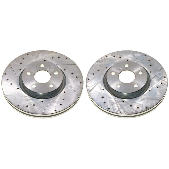 PowerStop Evolution Drilled Slotted Rotors Pair Front For Dodge Durango